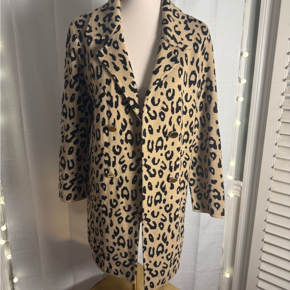 Kasper Tan and Black Blazer Classic Leopard Print